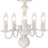 White Chandelier Small Rustic Chandeliers Farmhouse Metal Chandeliers 5 Light French Country Chandelier Lighting for Entryway,Foyer,Dining Room and Living Room