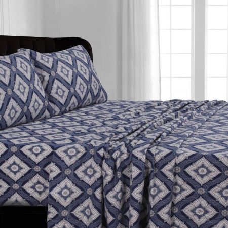 200-gsm Damask Printed Deep Pocket Flannel Sheet Set King