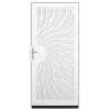 Unique Home Designs 36 in. x 80 in. Solstice White Surface Mount Steel Security Door with White Perforated Screen and Brass Hard